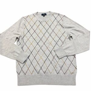 Brooks Brothers 100% Extra Fine Merino Wool Argyle Crewneck Sweater